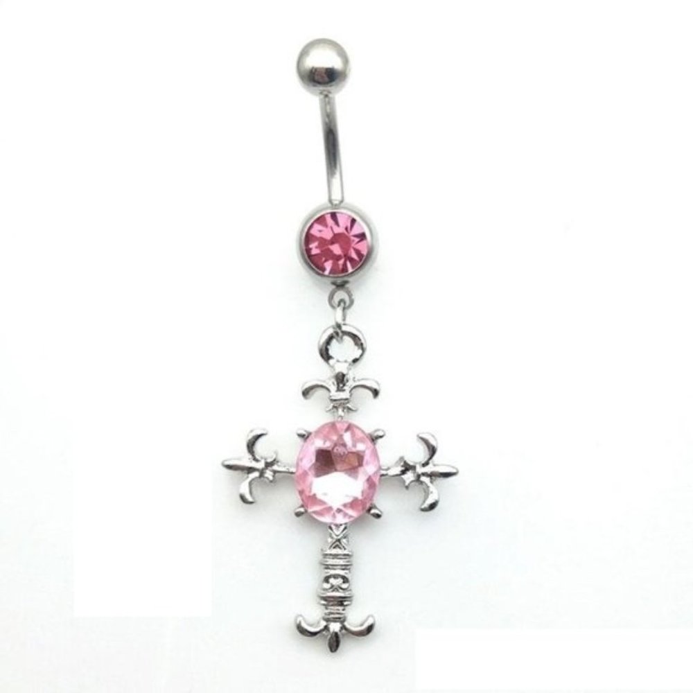 Navel Piercing ~ Roman Cross ~ Crystal ~ 2 - Colors